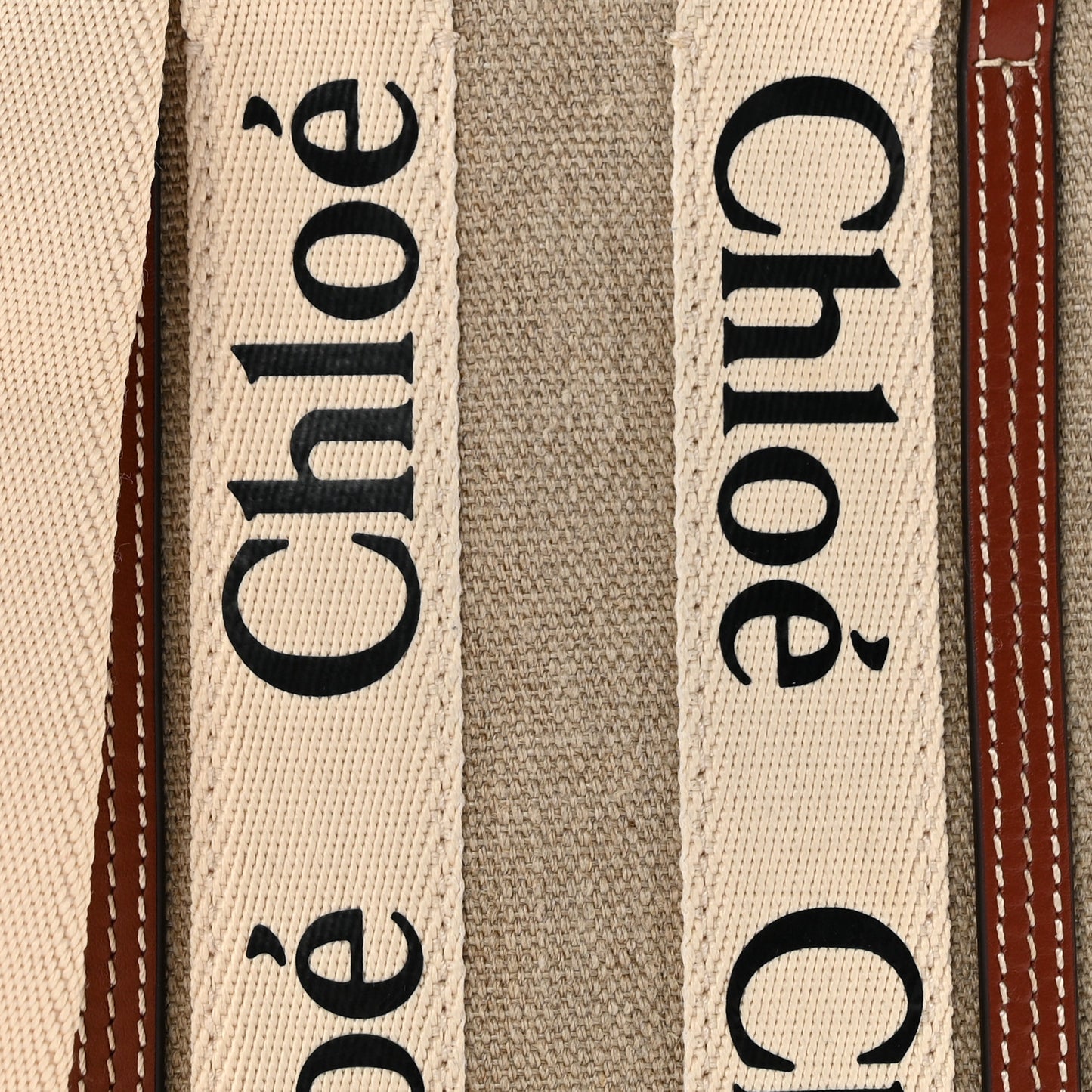 Cotton Calfskin Mini Woody North South Ribbon Tote White Brown