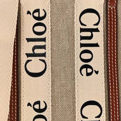 Chloe Cotton Calfskin Mini Woody North South Ribbon Tote White Brown 8 of 12