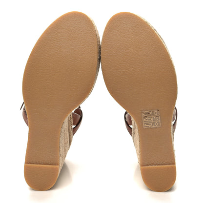 Saint Laurent Calfskin Tribute 95 Platform Espadrille Wedge Sandals 41 Brown 5 of 7