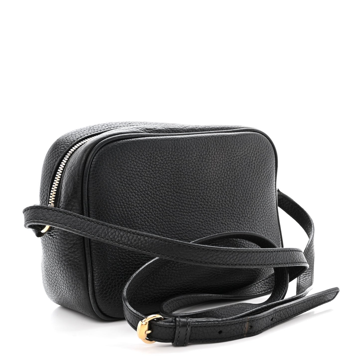Pebbled Calfskin Small Soho Disco Bag Black