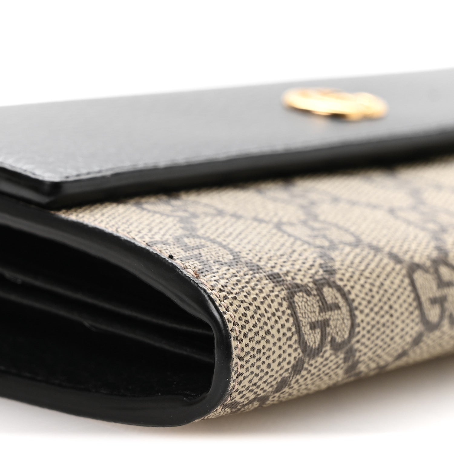 Gucci Dollar Calfskin GG Supreme Monogram Petite GG Marmont Wallet Chain Bag Black Beige Ebony 9 of 11