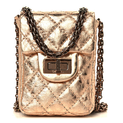 Chanel Metallic Aged Calfskin Quilted 2.55 Reissue Phone Case Rose Gold 1 of 10