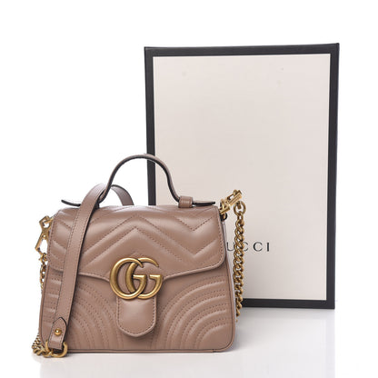 Gucci Calfskin Matelasse Mini GG Marmont Top Handle Shoulder Bag Porcelain Rose 11 of 11