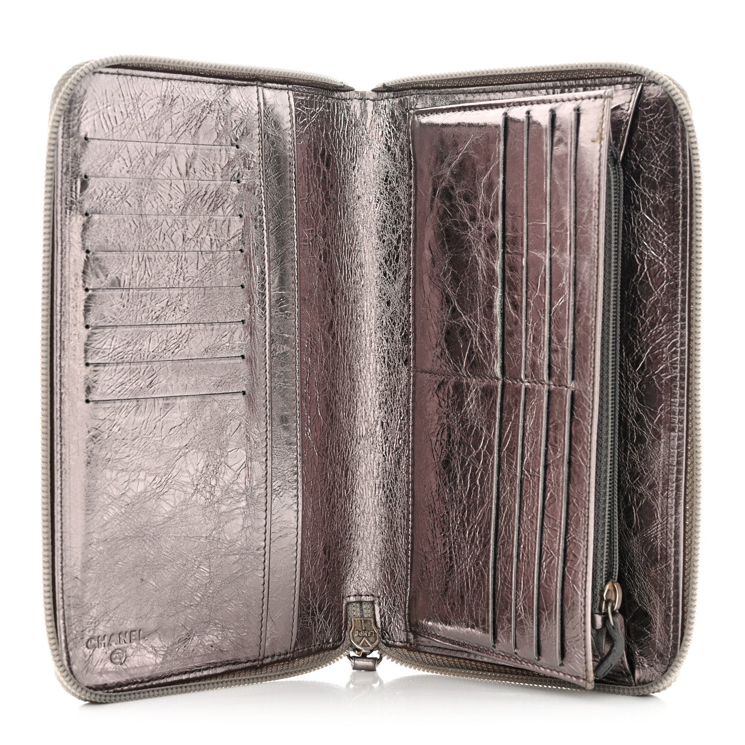 Chanel Metallic Aged Calfskin CC Bow Wallet Silver 5 of 12