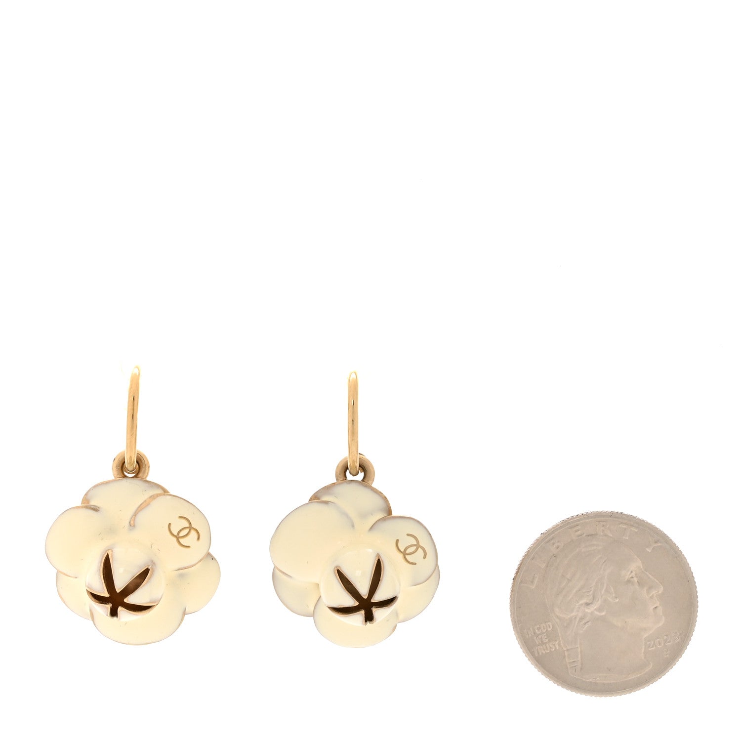 Chanel Resin Camelia Earrings White Gold 2 of 5