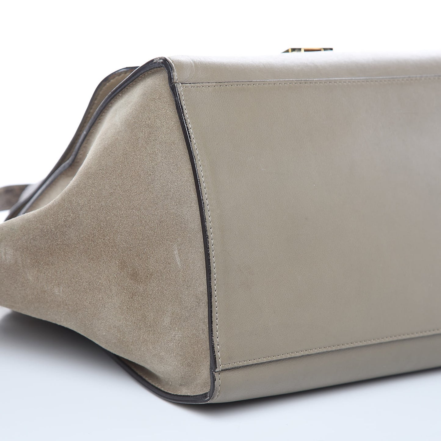 Calfskin Suede Whipsnake Medium Trapeze Taupe