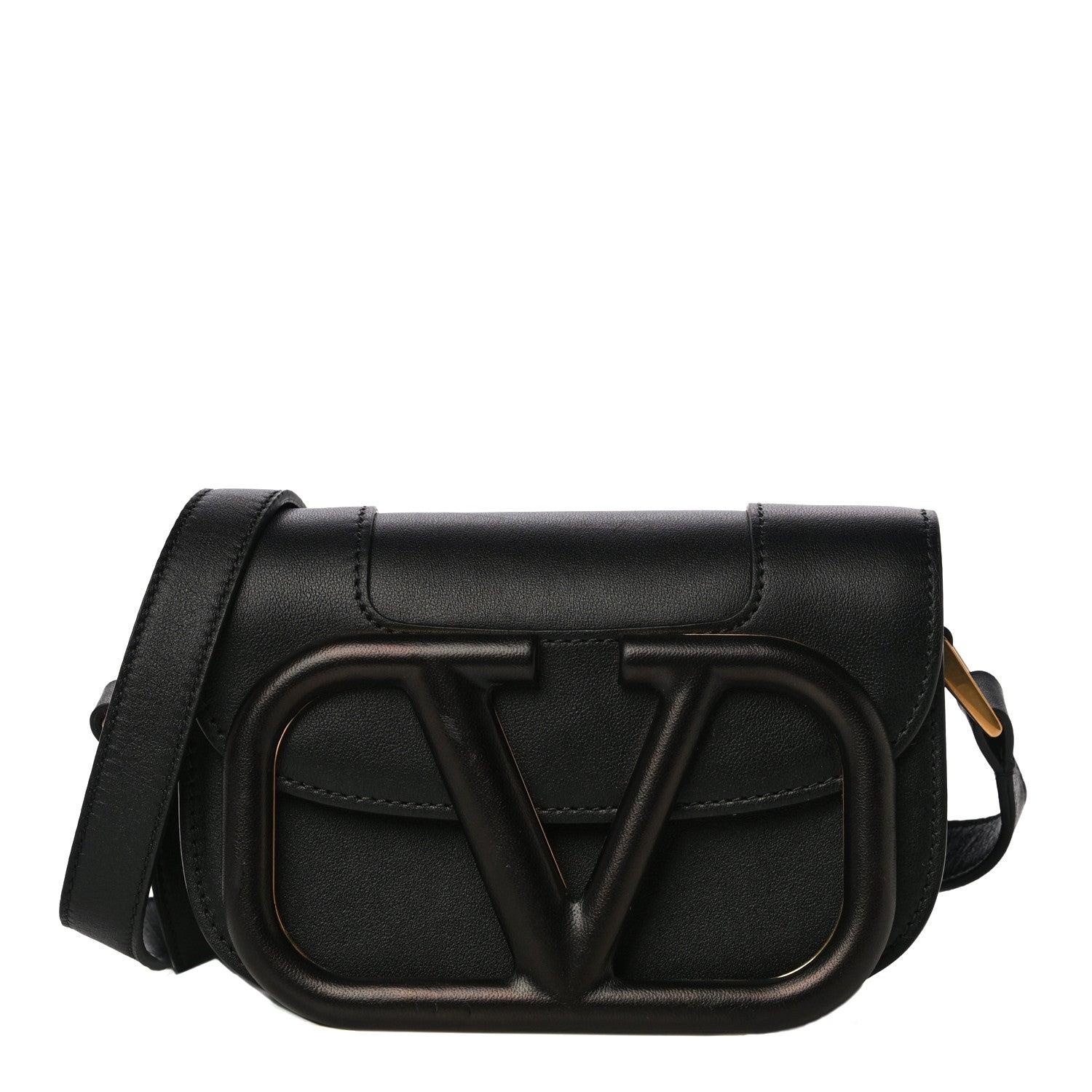 Valentino Garavani Calfskin Monochrome Small Supervee Crossbody Bag Black 1 of 11