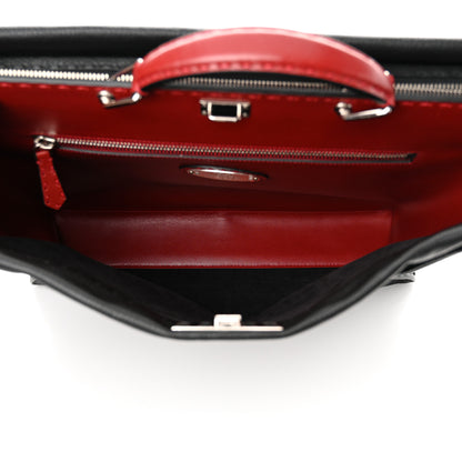 Fendi Cuoio Romano Selleria Vitello Zeus Large Mens Peekaboo Iconic Essential Satchel Black Rosso 6 of 9