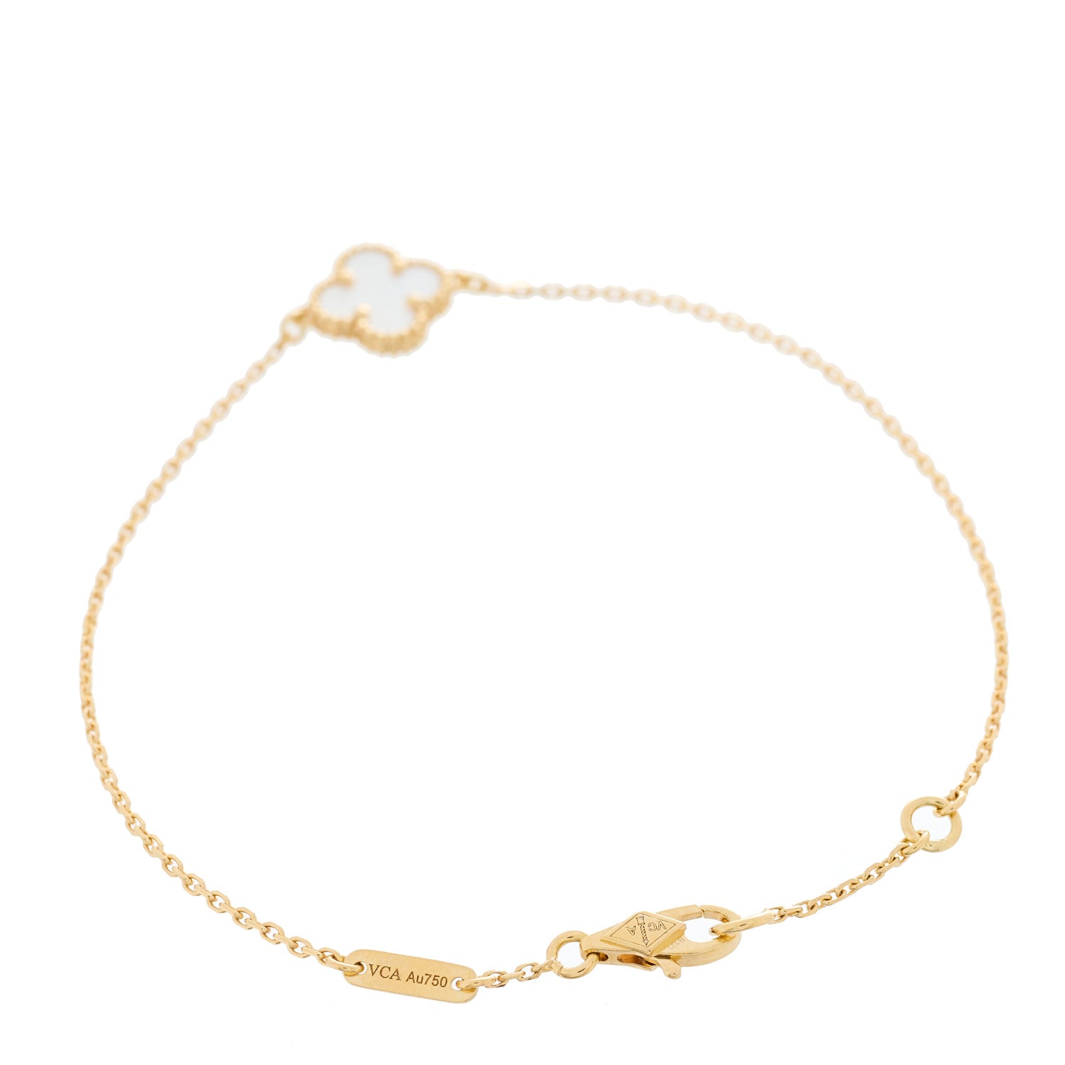 Van Cleef & Arpels 18K Yellow Gold Mother of Pearl Sweet Alhambra Bracelet 2 of 4