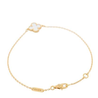 Van Cleef & Arpels 18K Yellow Gold Mother of Pearl Sweet Alhambra Bracelet 2 of 4
