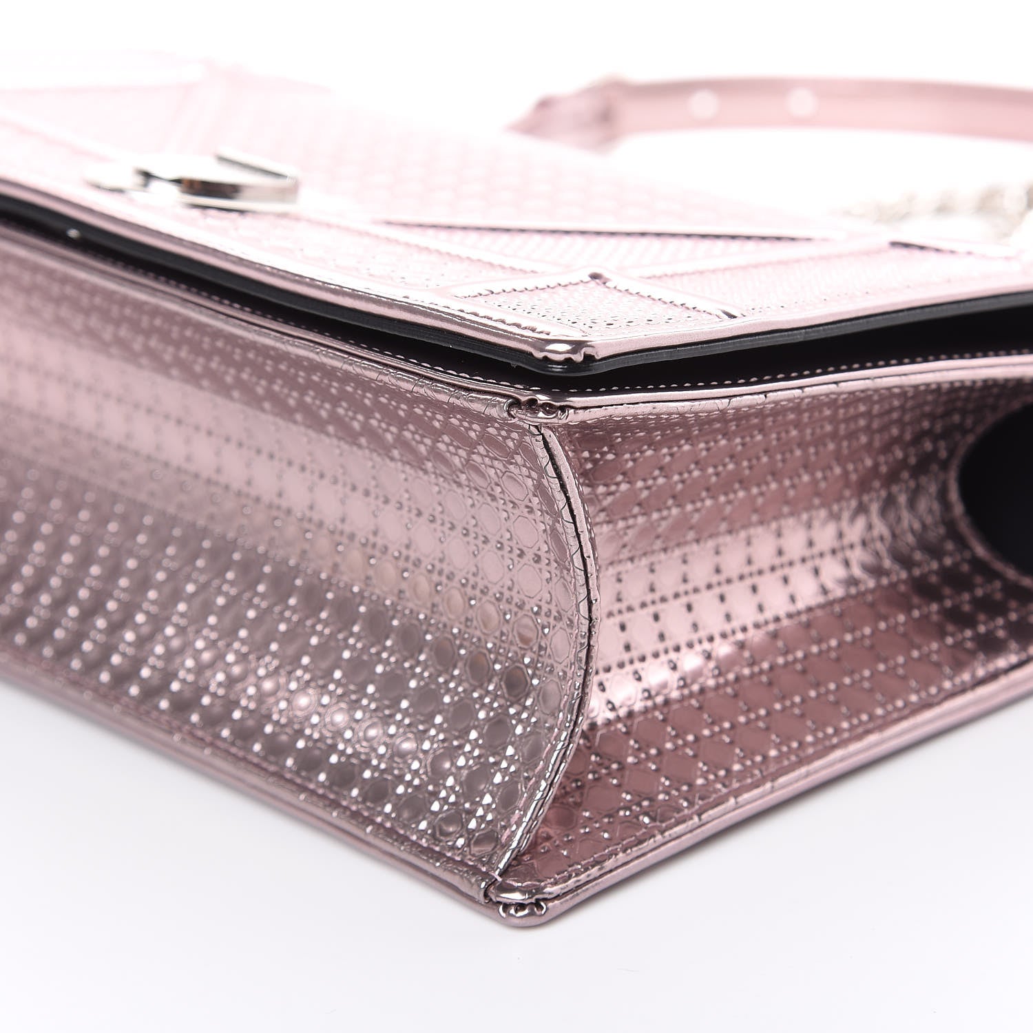 Christian Dior Metallic Patent Micro-Cannage Medium Diorama Flap Bag Pink 8 of 9