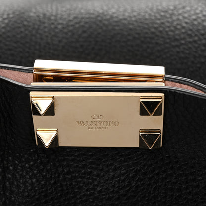 Valentino Garavani Grainy Calfskin Medium Rockstud Tote Black Rose Quartz 6 of 9