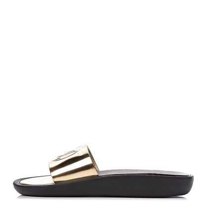 Louis Vuitton Calfskin Monogram Metallic Sunbath Slide Sandals 40 Gold 1 of 12