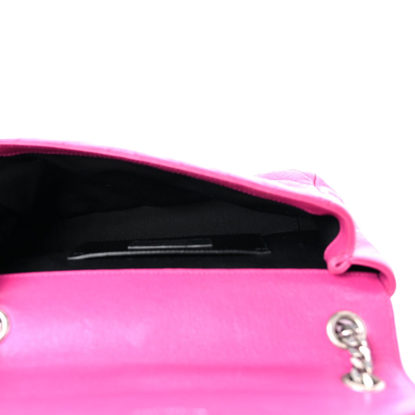 Sheepskin Matelasse Chevron Medium Monogram Chain Bag Electric Pink