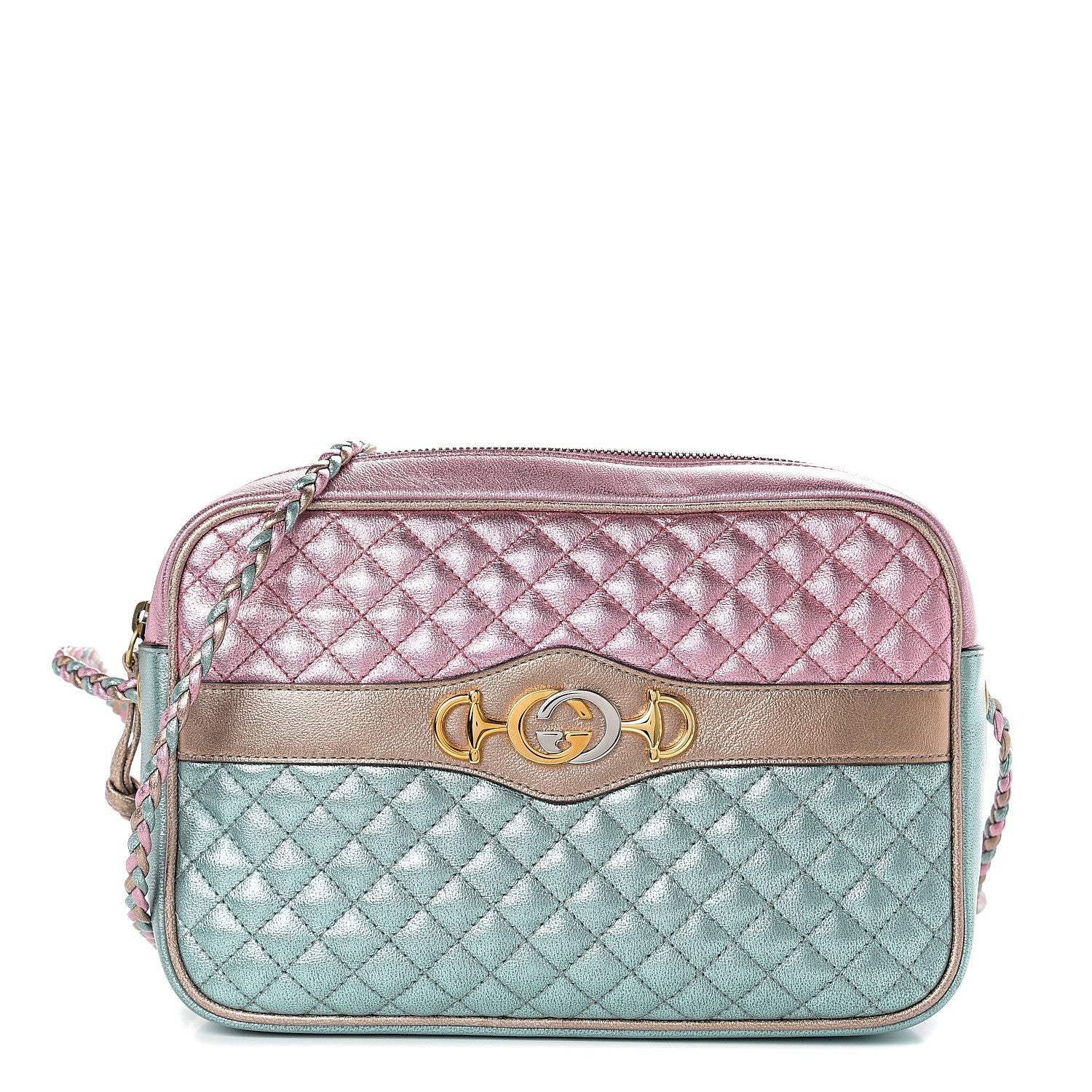 Gucci Laminated Nappa Trapuntata Small Zumi Shoulder Bag Rosa Lago Rame 1 of 9