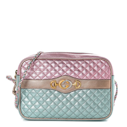 Gucci Laminated Nappa Trapuntata Small Zumi Shoulder Bag Rosa Lago Rame 1 of 9