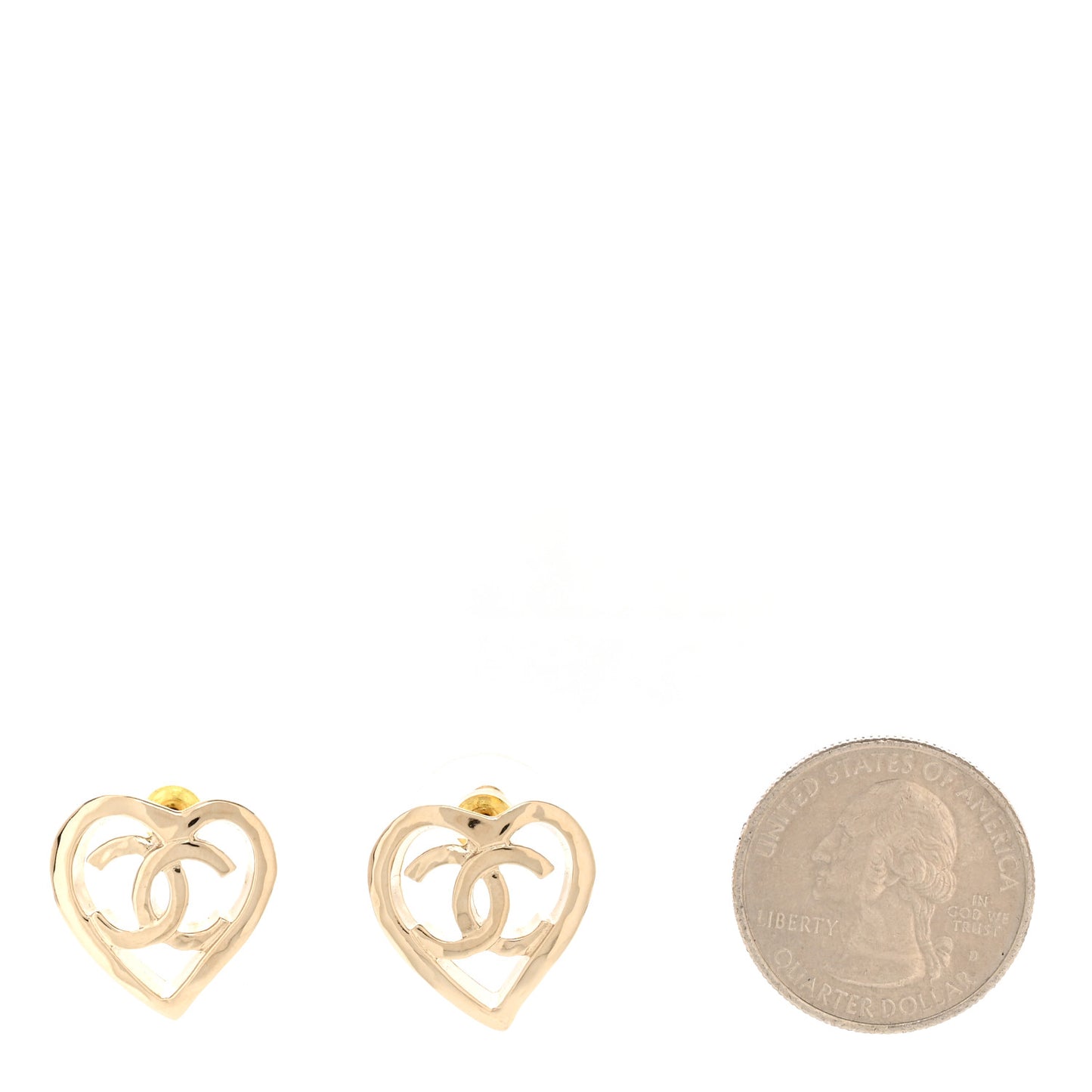 Metal CC Heart Coco In Love Earrings Gold