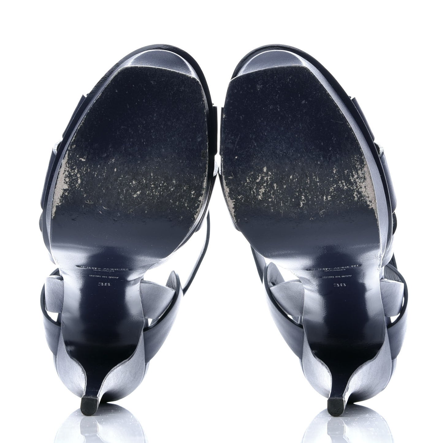 Calfskin Tribute 105 Platform Sandals 38 New Marine