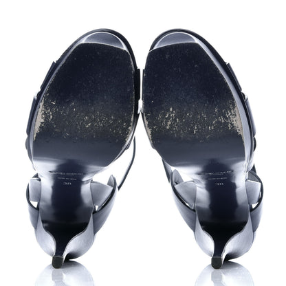 Saint Laurent Calfskin Tribute 105 Platform Sandals 38 New Marine 6 of 9