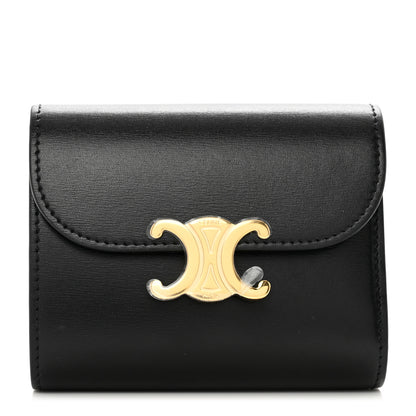 Celine Shiny Calfskin Small Triomphe Wallet Black 1 of 8