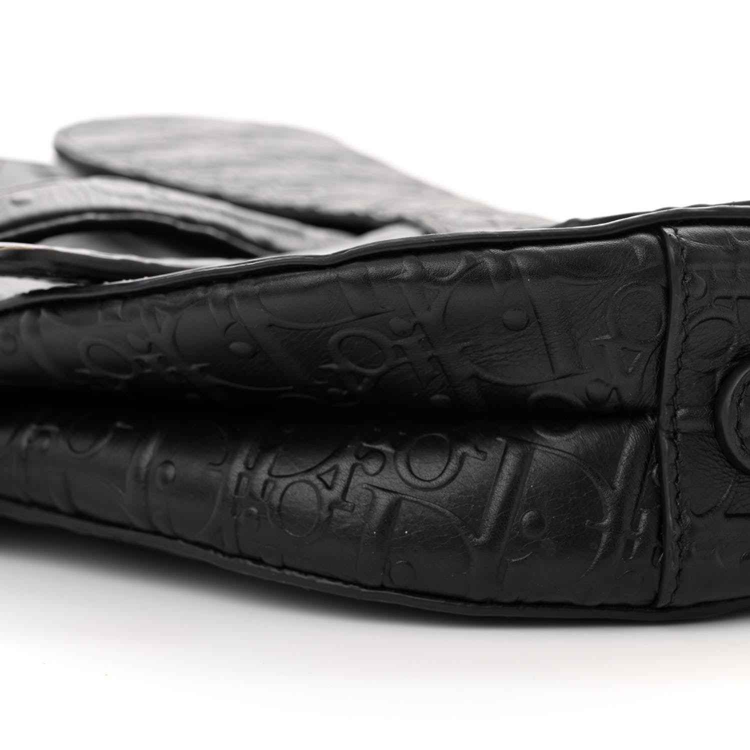 Christian Dior Calfskin Embossed Oblique Saddle Bag Black 10 of 10
