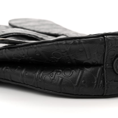 Christian Dior Calfskin Embossed Oblique Saddle Bag Black 10 of 10