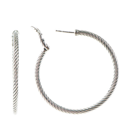 David Yurman Sterling Silver Cable Classics Extra Large Hoop Earrings 1 of 4