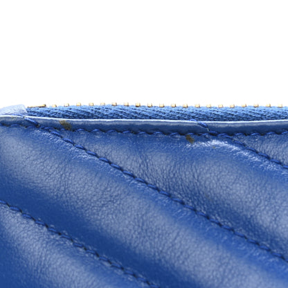 Saint Laurent Calfskin Matelasse Chevron Monogram Zip A5 Pouch Blue Majorelle 10 of 11