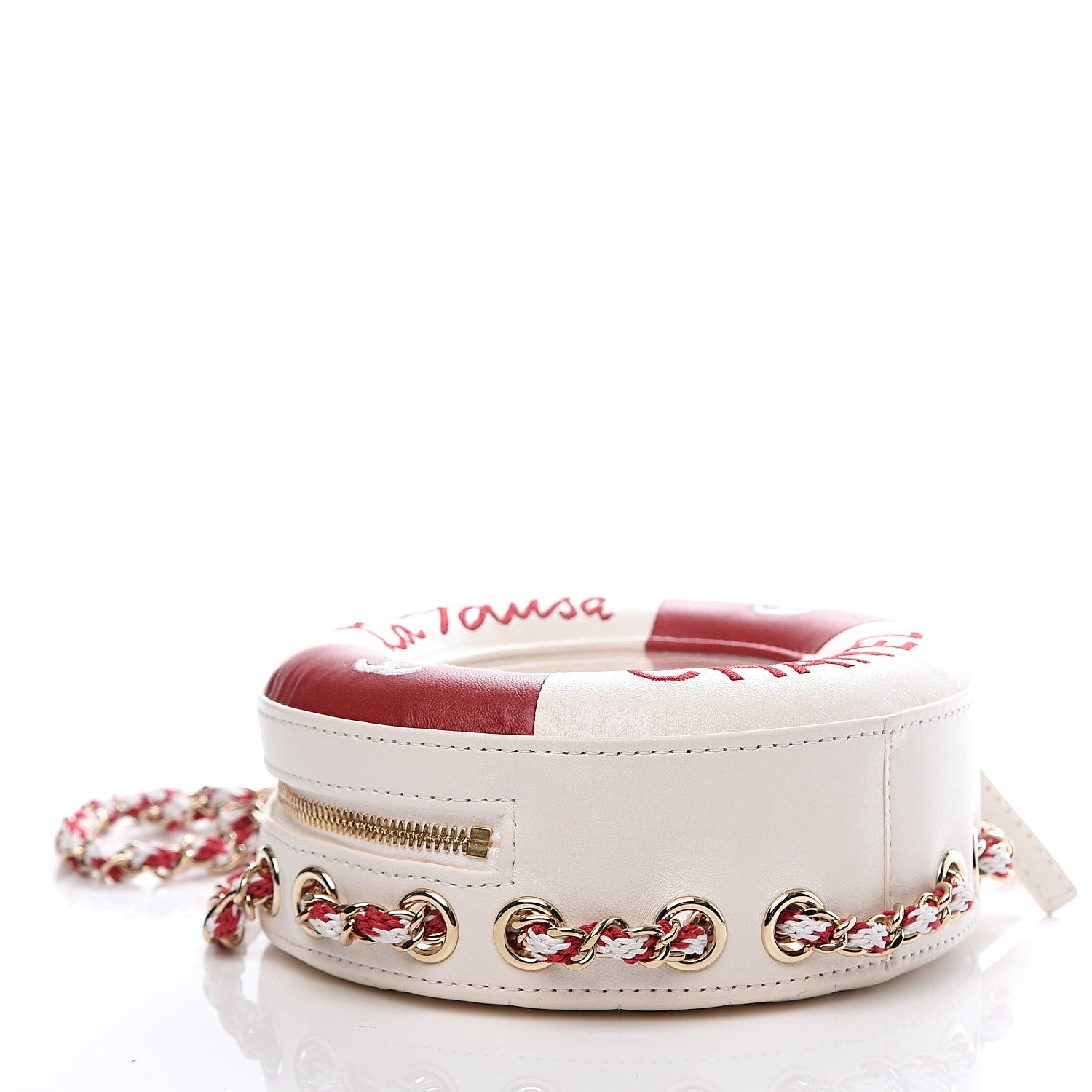 Chanel Lambskin Coco Lifesaver Round Bag Red White 3 of 10