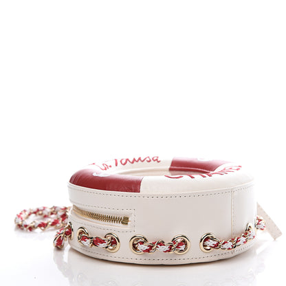 Chanel Lambskin Coco Lifesaver Round Bag Red White 3 of 10