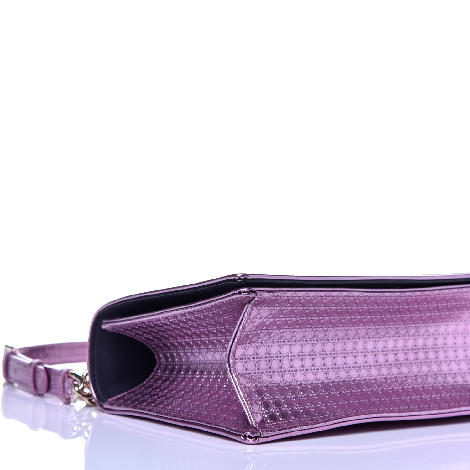 Christian Dior Metallic Patent Micro-Cannage Medium Diorama Flap Bag Purple 7 of 8