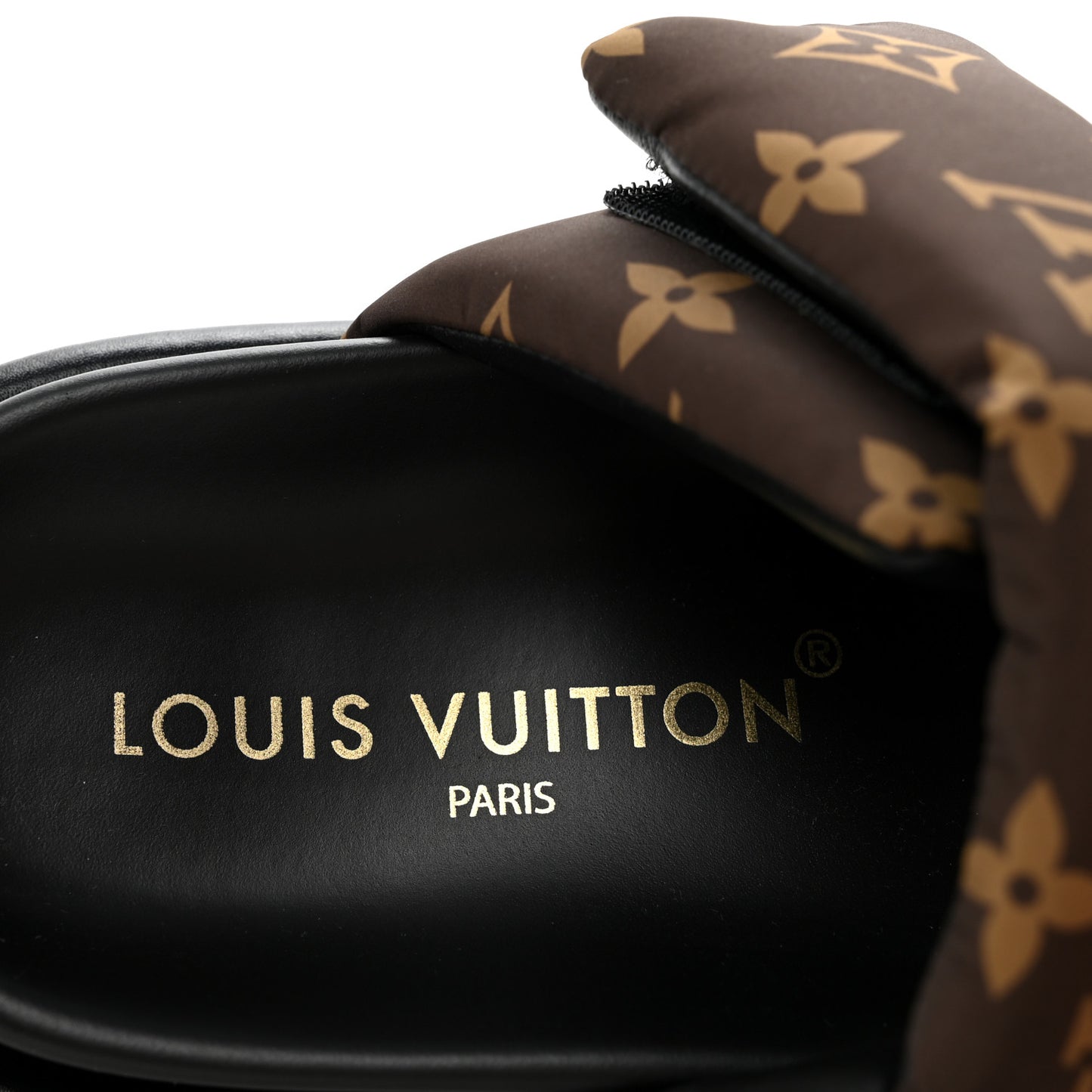 Nylon Monogram LV Pool Pillow Flat Comfort Mule 37 Cacao Brown