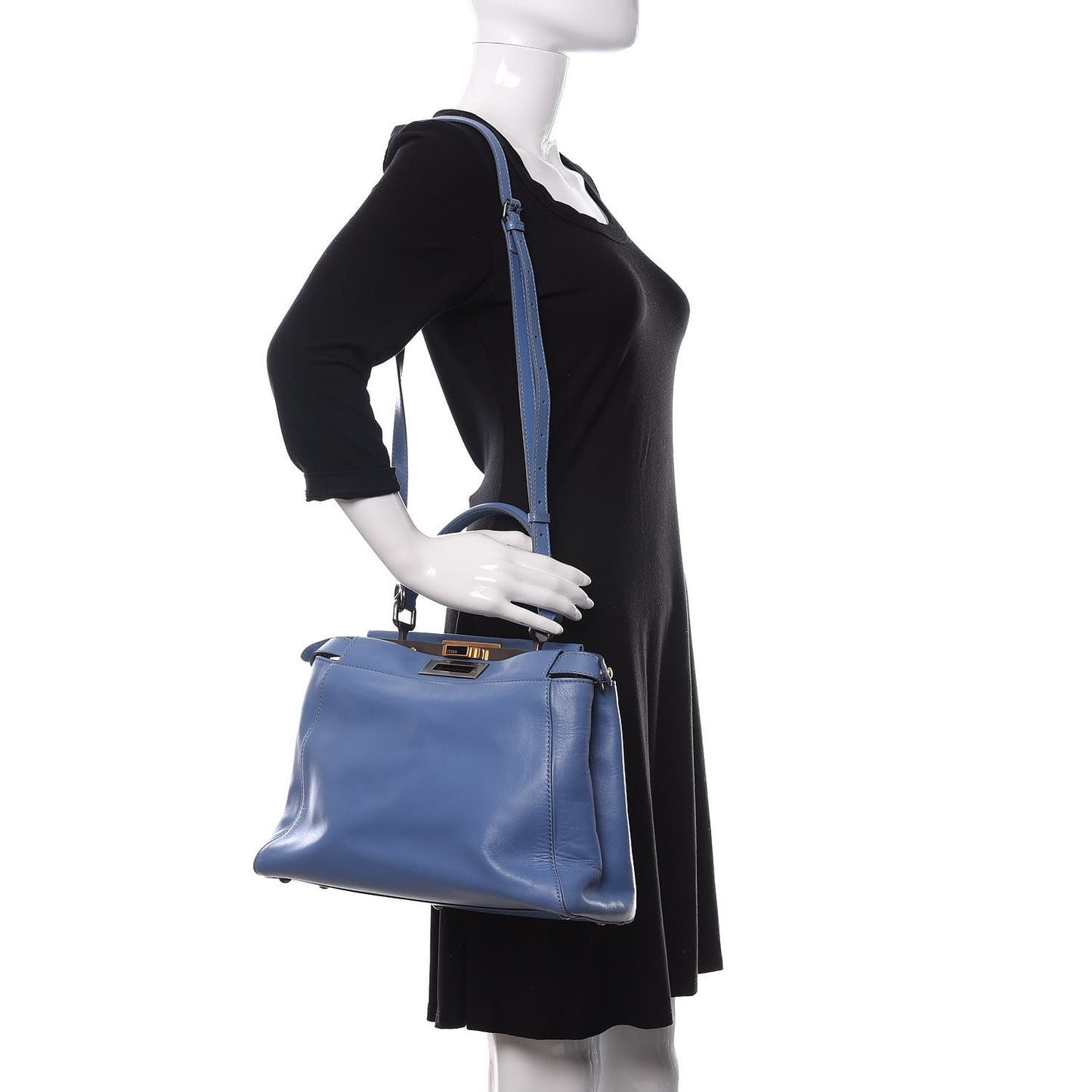 Vitello Suede Medium Peekaboo Iconic Satchel Ortensia Black