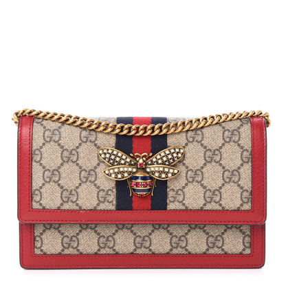 Gucci GG Supreme Monogram Web Queen Margaret Chain Wallet Red 1 of 9