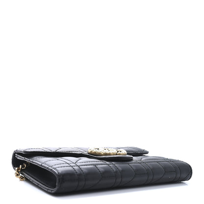 Gucci Calfskin Matelasse Mini Pearly GG Marmont Chain Wallet Black 4 of 11