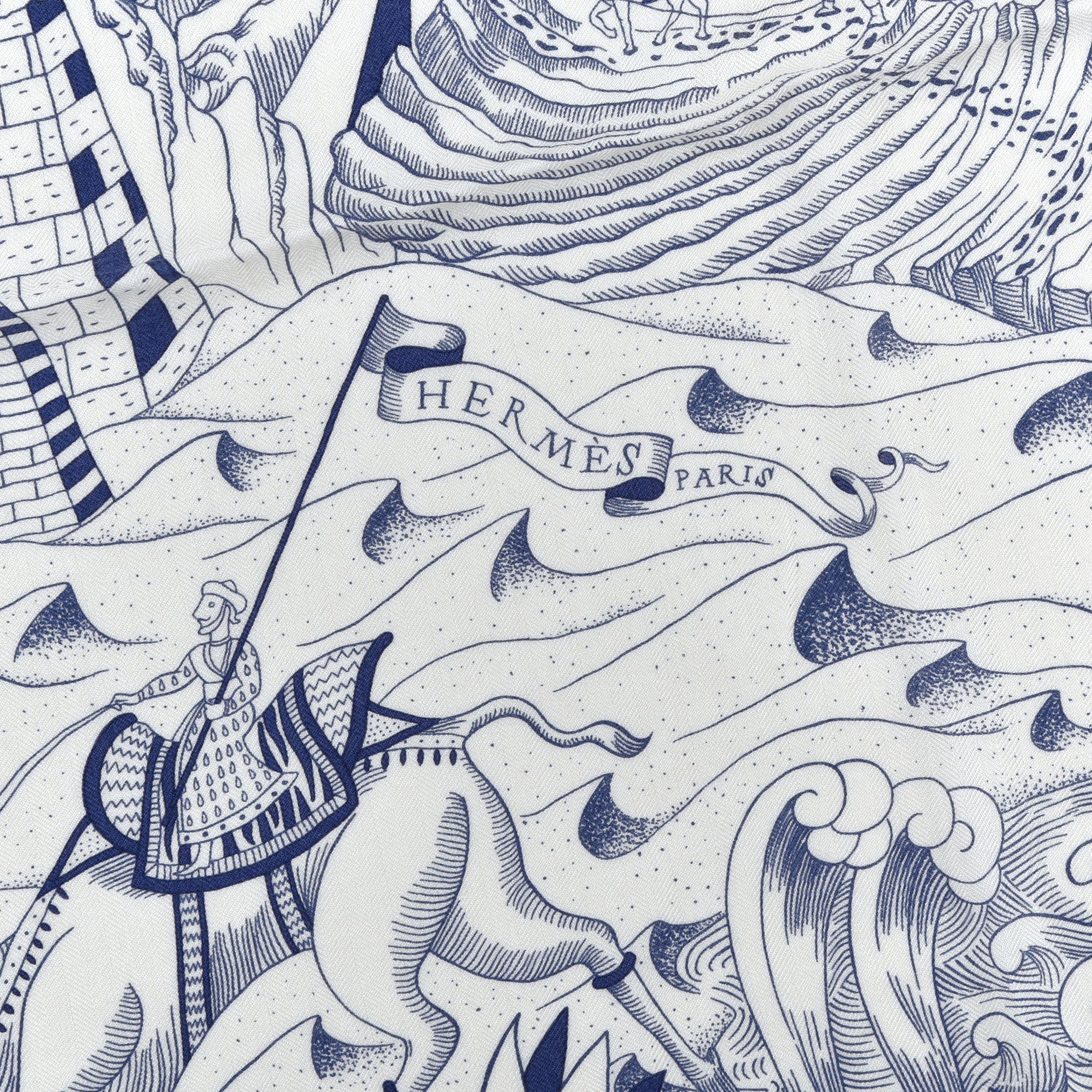 Hermes Cashmere Silk Cosmographia Universalis Shawl 140 White Encre 2 of 4