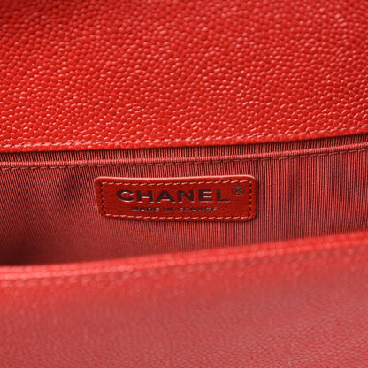 Chanel Caviar Chevron Quilted Medium Boy Flap Red 9 of 12