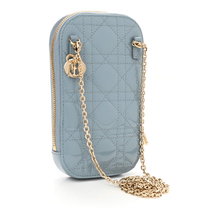 Christian Dior Patent Cannage Lady Dior Phone Holder Cloud Blue 3 of 10