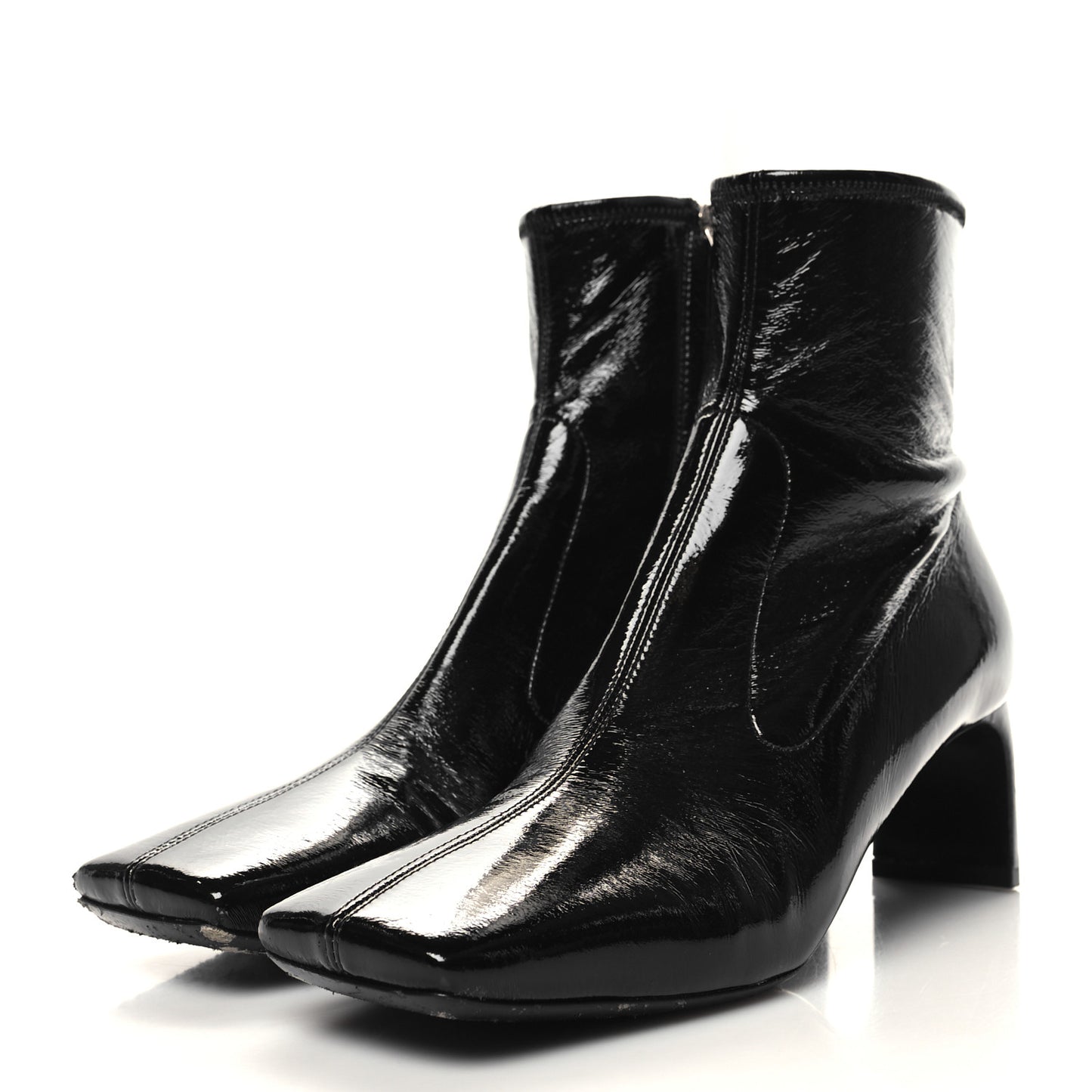 Patent Naplak Tech Square Toe 55mm Ankle Boots 40.5 Black
