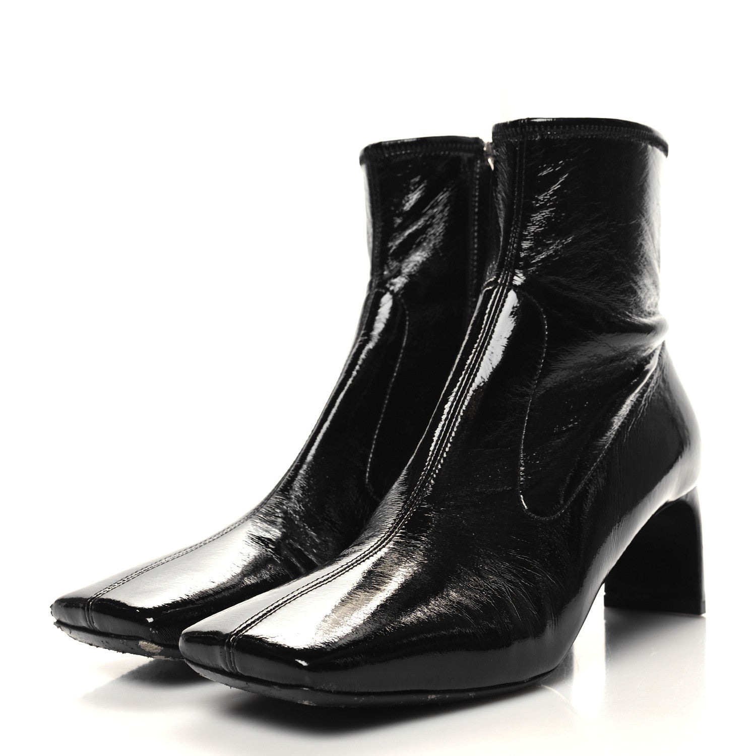 Prada Patent Naplak Tech Square Toe 55mm Ankle Boots 40.5 Black 3 of 9