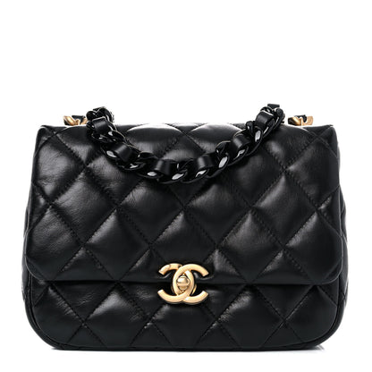 Chanel Lambskin Quilted Small Lacquered Chain Flap Black 1 of 9