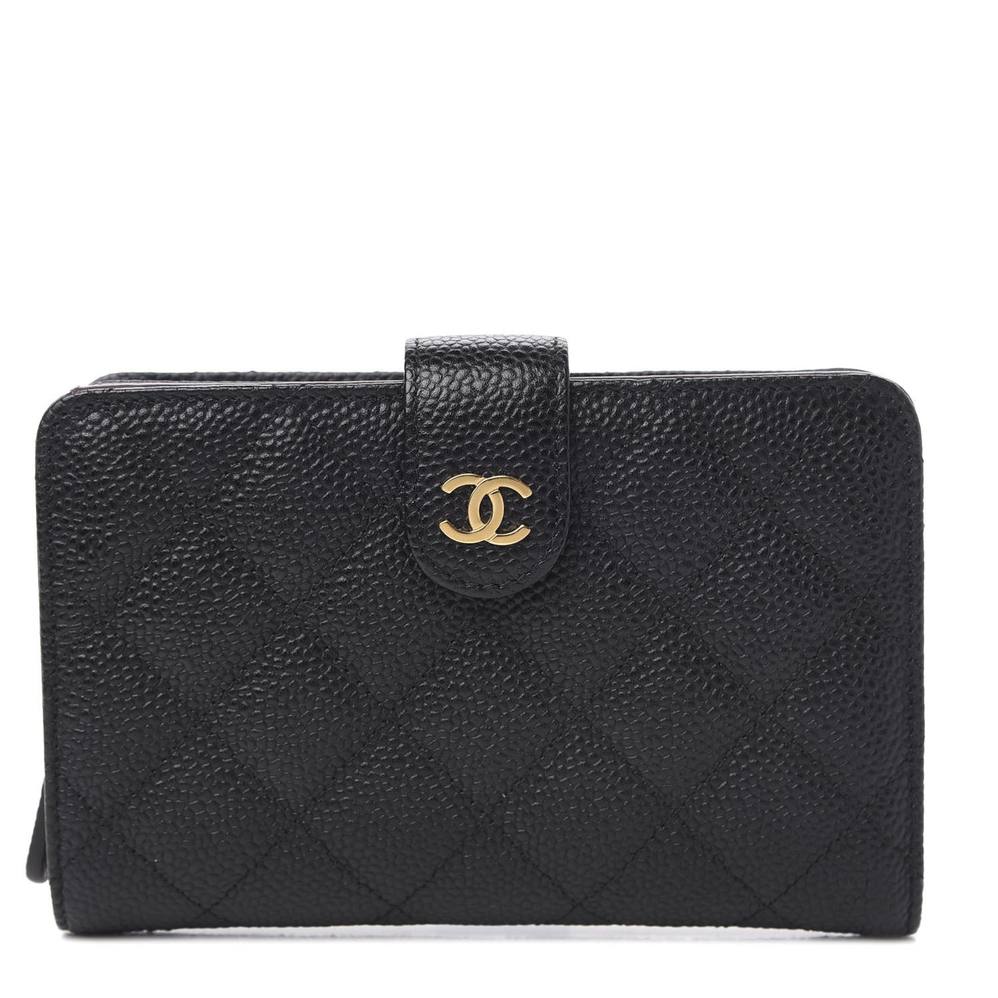 Caviar Quilted Zipped Pocket Wallet Black