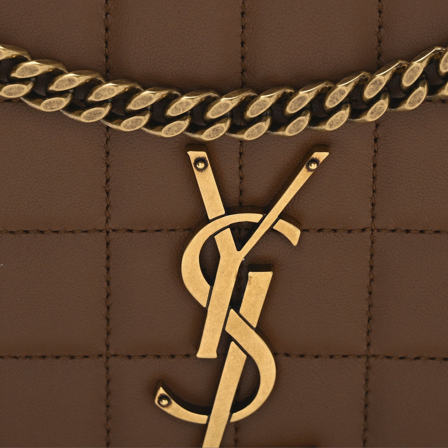 Lambskin Carre Quilted Cassandre Chain Wallet Brown
