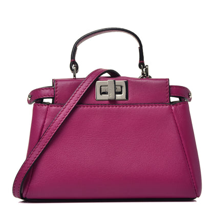 Fendi Nappa Micro Peekaboo Iconic Satchel Magenta 1 of 9