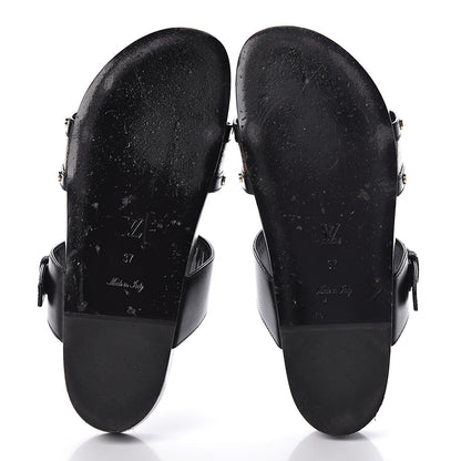 Louis Vuitton Bom Dia Flat Mule Sandals 37 Black 6 of 7