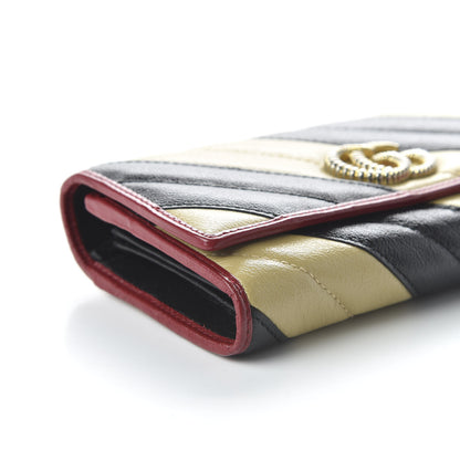 Gucci Azalea Calfskin Matelasse Diagonal Patchwork Torchon GG Marmont Continental Wallet Black Beige Romantic Cerise 6 of 11