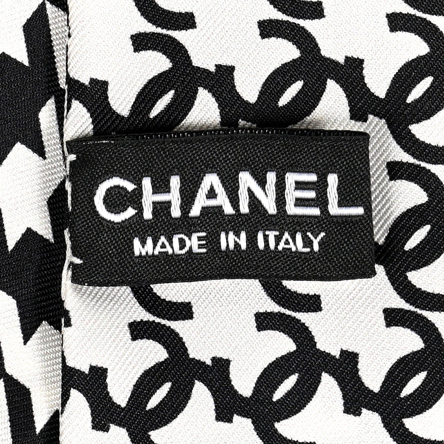 Silk Twill Houndstooth Slim Bandeau Scarf Black Ecru