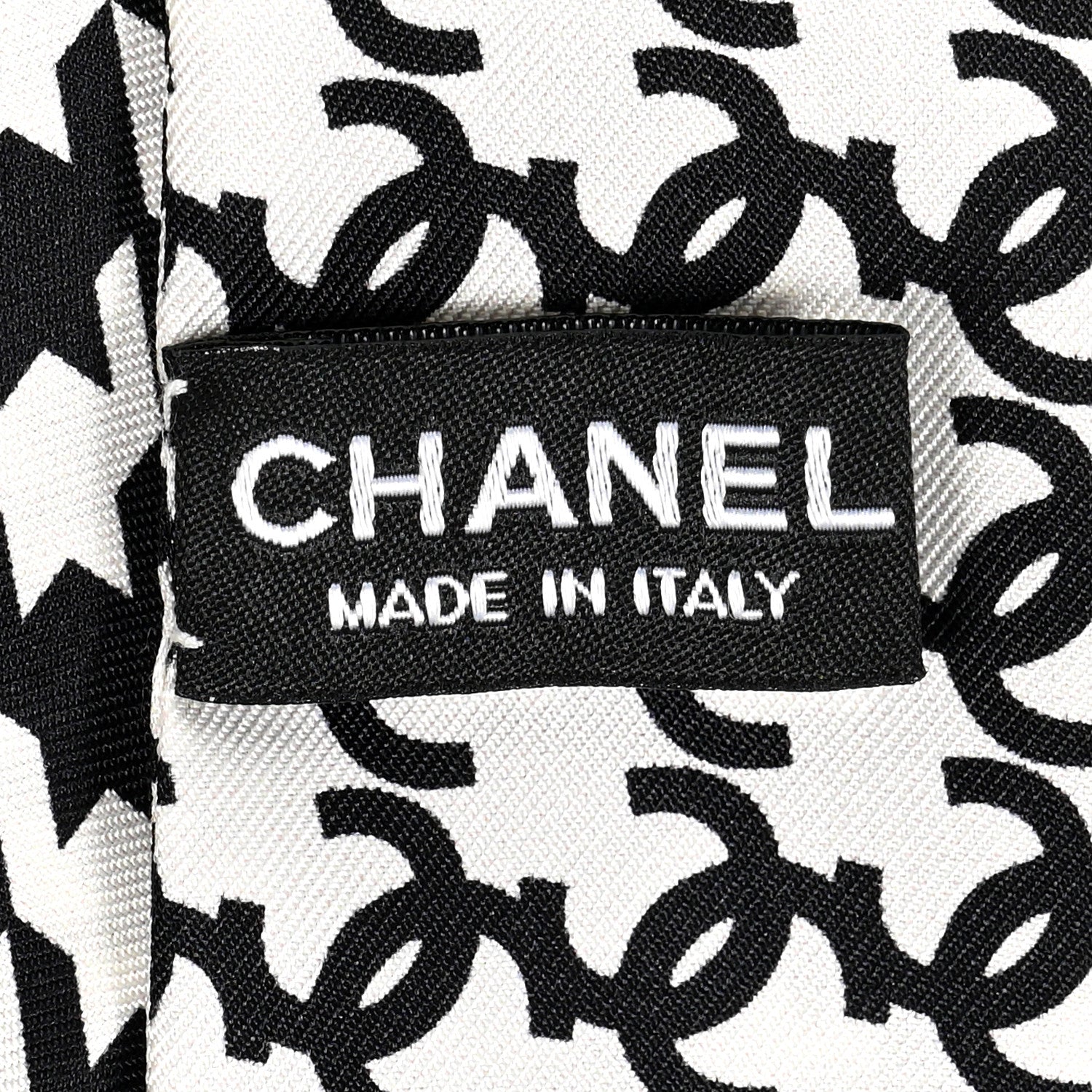 Chanel Silk Twill Houndstooth Slim Bandeau Scarf Black Ecru 3 of 3