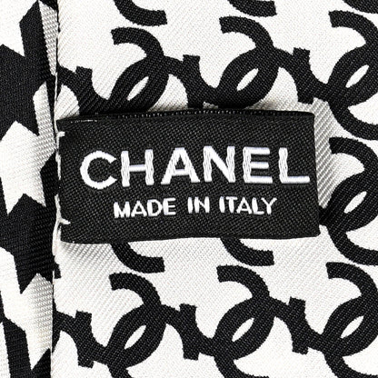 Chanel Silk Twill Houndstooth Slim Bandeau Scarf Black Ecru 3 of 3