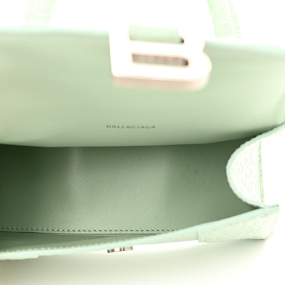 Balenciaga Shiny Calfskin Crocodile Embossed Hourglass Top Handle Bag XS Light Green 5 of 11